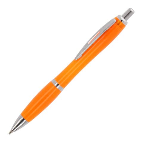 Werbeartikel Kugelschreiber Hawaii transparent Ocean Bound Plastic – Orange-Orange – mit Logo bedruckt