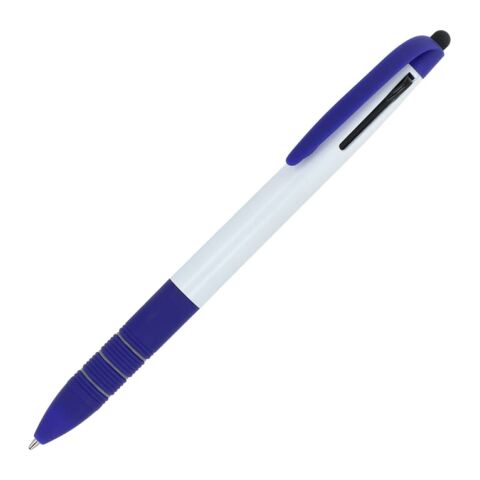 Werbeartikel 3-Farben-Stift Berlin – Weiss-Dunkelblau – mit Logo bedruckt