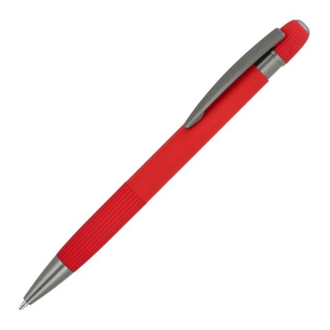 Werbeartikel Aluminium-Kugelschreiber Toulouse Softtouch – Rot Weiss – mit Logo bedruckt