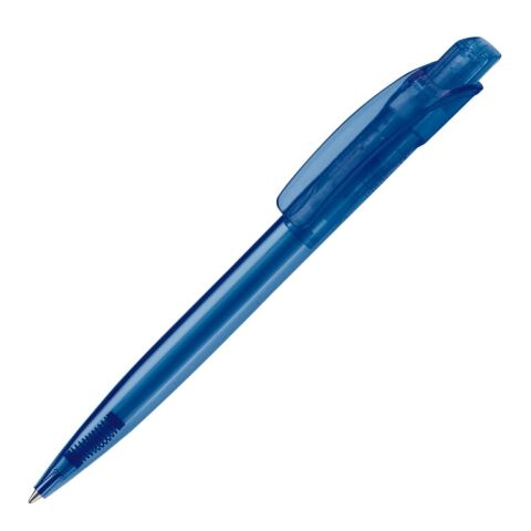 Werbeartikel Kugelschreiber Cube Transparent – Blau Weiss-Blau Weiss – mit Logo bedruckt