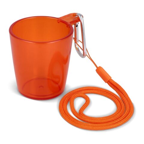 Werbeartikel Festival-Shotglas mit Lanyard – Orange-Orange – mit Logo bedruckt