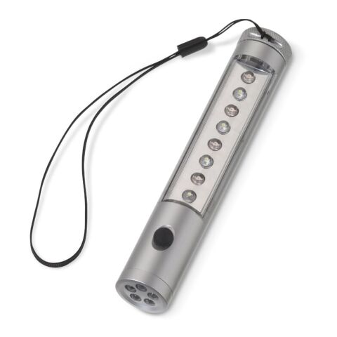 Werbeartikel Aluminium Taschenlampe mit Magnet, 5+8 LED´s – Silber – mit Logo bedruckt