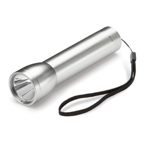 Werbeartikel Taschenlampe mit Powerbank 2200mAh – Silber – mit Logo bedruckt
