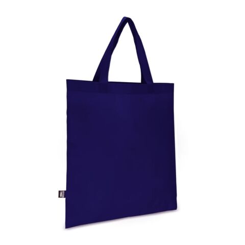 Nachhaltiger Werbeartikel R-PET Tragetasche aus Non Woven mit kurzen Griffen 38 x 42cm 75g/m² – Dunkelblau – mit Logo bedruckt