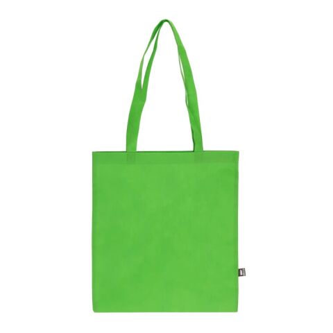 Nachhaltiger Werbeartikel R-PET Tragetasche aus Non Woven mit langen Griffen 38 x 42cm 75g/m² – Hellgrün – mit Logo bedruckt