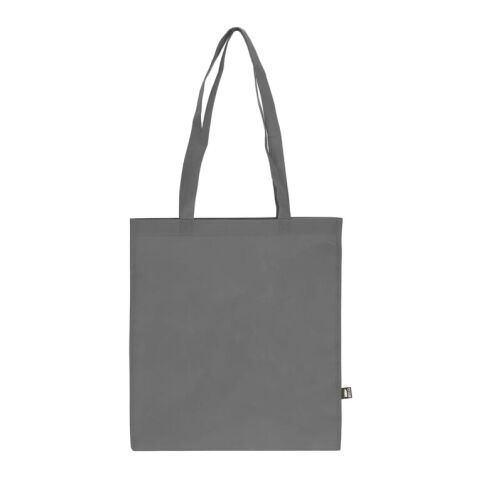 Nachhaltiger Werbeartikel R-PET Tragetasche aus Non Woven mit langen Griffen 38 x 42cm 75g/m² – Grau – mit Logo bedruckt
