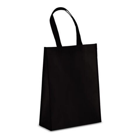 Nachhaltiger Werbeartikel R-PET Tragetasche aus laminiertem Non Woven 30 x 12 x 40cm 105g/m² – Schwarz – mit Logo bedruckt