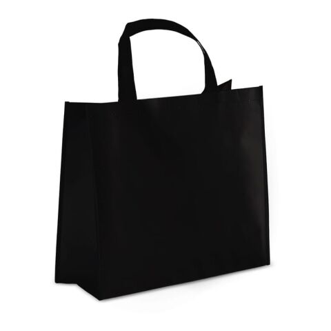 Nachhaltiger Werbeartikel R-PET Tragetasche aus laminiertem Non Woven 40 x 16 x 35cm 105g/m² – Schwarz – mit Logo bedruckt