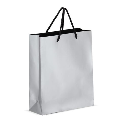FSC Papier Geschenktasche 24 x 10 x 30cm 200g/m² Silber | ohne Werbeanbringung