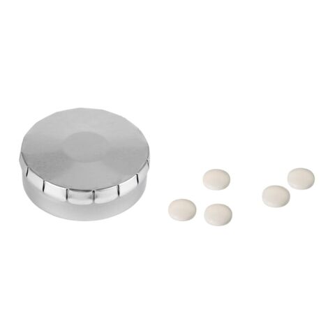 Werbeartikel Pfefferminzdose One-Click – Silber – mit Logo bedruckt