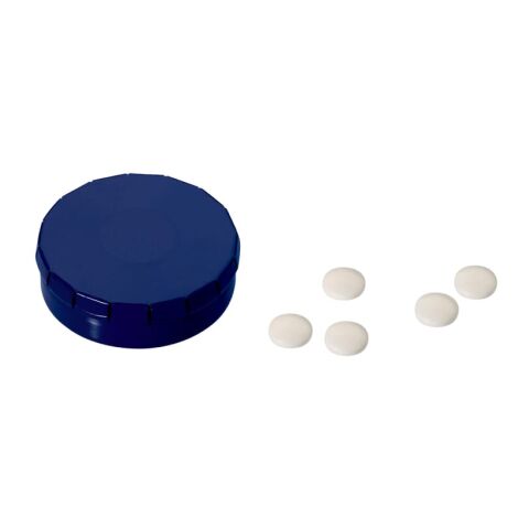 Werbeartikel Pfefferminzdose One-Click – Blau Weiss – mit Logo bedruckt