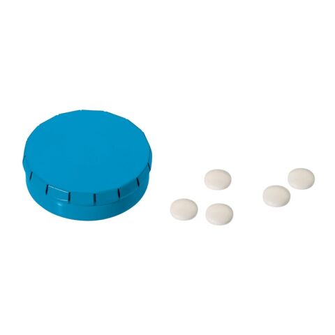 Werbeartikel Pfefferminzdose One-Click – Hellblau – mit Logo bedruckt