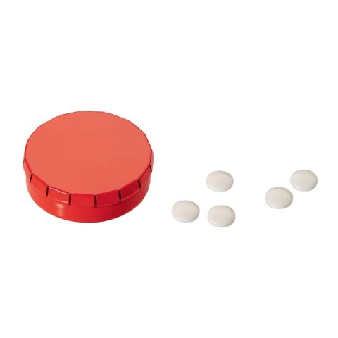 Werbeartikel Pfefferminzdose One-Click – Rot Weiss – mit Logo bedruckt