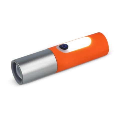 Werbeartikel Wiederaufladbare 10-W-LED-Taschenlampe mit Zoomfunktion, 300 lm – Orange – mit Logo bedruckt
