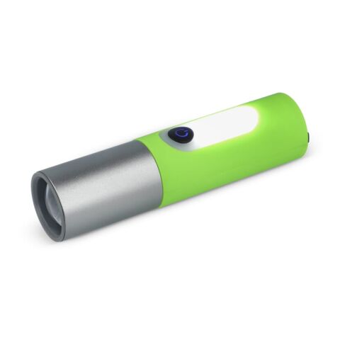 Werbeartikel Wiederaufladbare 10-W-LED-Taschenlampe mit Zoomfunktion, 300 lm – Hellgrün – mit Logo bedruckt
