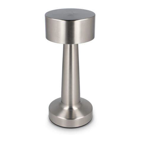 Werbeartikel Lumo Tischleuchte mit 3 Lichtmodi und dimmbar – silber – mit Logo bedruckt