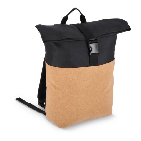 Rolltop-Rucksack Kork &amp; R-PET 18L Schwarz | ohne Werbeanbringung | Nicht verfügbar | Nicht verfügbar | Nicht verfügbar