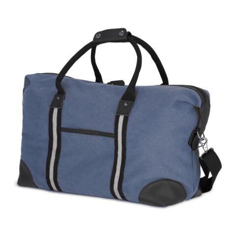 Weekender-Tasche aus recyceltem Baumwoll-Canvas Harper Blau / Weiss | ohne Werbeanbringung | Nicht verfügbar | Nicht verfügbar