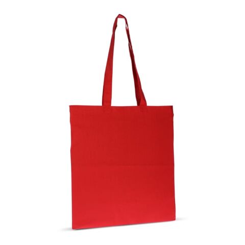 Nachhaltiger Werbeartikel Tasche Bio-Baumwolle Farbe lang 140g/m² 38x42 cm – Rot Weiss – mit Logo bedruckt