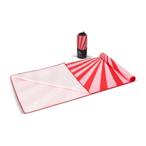 R-PET-Schnelltrocknungs-Strandtuch 100 × 180 cm, Sublimationsdruck Rot Weiß | ohne Werbeanbringung | Nicht verfügbar | Nicht verfügbar