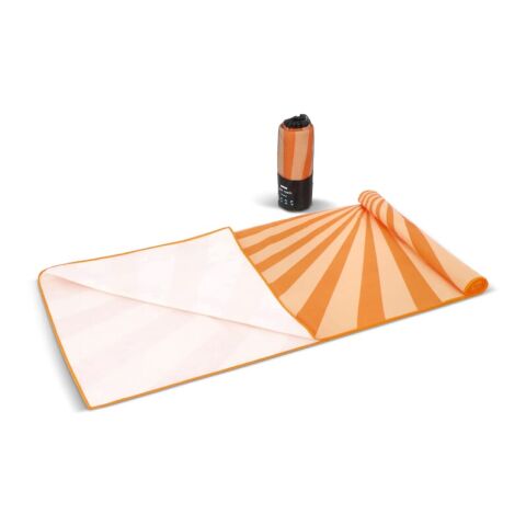 Werbeartikel R-PET-Schnelltrocknungs-Strandtuch 100 × 180 cm, Sublimationsdruck – Orange – mit Logo bedruckt
