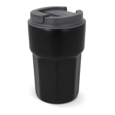Werbeartikel Zambezi 350 ml Thermobecher Keramik-Innenseite 90% Recycling-Edelstahl geschmacksneutral & isoliert – schwarz – mit Logo bedruckt