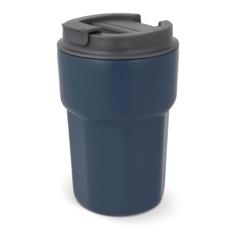 Werbeartikel Zambezi 350 ml Thermobecher Keramik-Innenseite 90% Recycling-Edelstahl geschmacksneutral & isoliert – Dunkelblau – mit Logo bedruckt