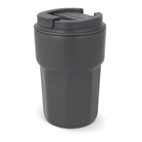 Werbeartikel Zambezi 350 ml Thermobecher Keramik-Innenseite 90% Recycling-Edelstahl geschmacksneutral & isoliert – Grau – mit Logo bedruckt