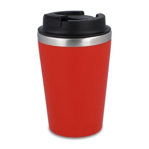 Werbeartikel Coffee to go Becher 350 ml, Thermobecher in verschiedenen Farben – rot weiss – mit Logo bedruckt