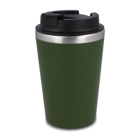 Werbeartikel Coffee to go Becher 350 ml, Thermobecher in verschiedenen Farben – olivgrün – mit Logo bedruckt