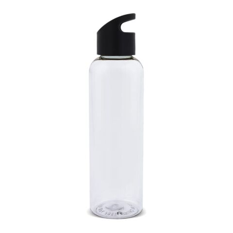 Werbeartikel Loop 600 ml Trinkflasche aus recyceltem R-PET nachhaltig & federleicht – Schwarz-Schwarz – mit Logo bedruckt