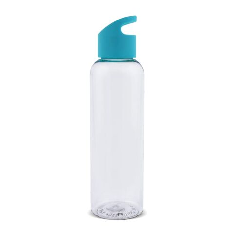Werbeartikel Loop 600 ml Trinkflasche aus recyceltem R-PET nachhaltig & federleicht – Türkis / Schwarz-Türkis / Schwarz – mit Logo bedruckt