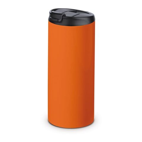 Werbeartikel 350 ml Isolier-Kaffeebecher im Handformat, 100% auslaufsicher für Taschen & Rucksäcke mit grosser Druckfläche – Orange – mit Logo
