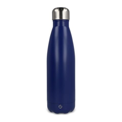 Werbeartikel R-Swing Edelstahl Vakuum Trinkflasche 500 ml doppelwandig recycelt auslaufsicher BPA-frei – Dunkelblau – mit Logo bedruckt