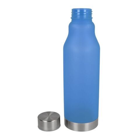 Werbeartikel RPET Trinkflasche 600 ml gefrostet BPA-frei recycelt auslaufsicher – Blau Weiss – mit Logo bedruckt