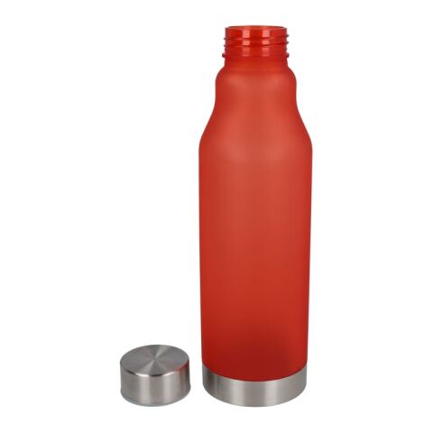 Werbeartikel RPET Trinkflasche 600 ml gefrostet BPA-frei recycelt auslaufsicher – Rot Weiss – mit Logo bedruckt