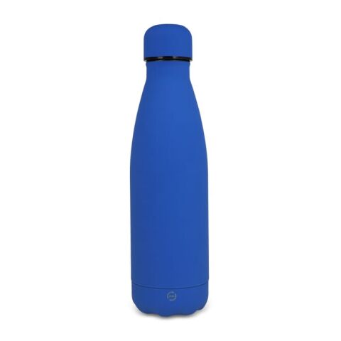 Werbeartikel R-Swing 500 ml Vakuum-Isolierflasche aus recyceltem Edelstahl doppelwandig mit Soft-Touch Oberfläche – Blau weiss – mit Logo bedruckt