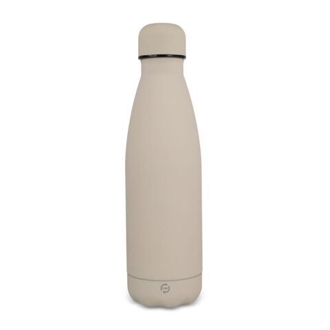 Werbeartikel R-Swing 500 ml Vakuum-Isolierflasche aus recyceltem Edelstahl doppelwandig mit Soft-Touch Oberfläche – Beige – mit Logo bedruckt