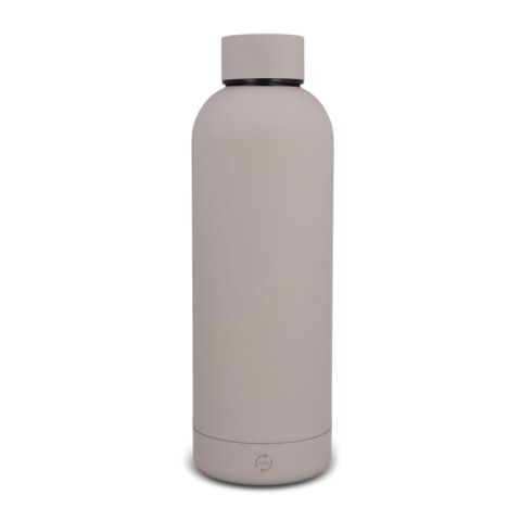 Werbeartikel Alchemie 500 ml Isolierflasche aus recyceltem Edelstahl doppelwandig mit Soft-Touch Oberfläche – Beige – mit Logo bedruckt