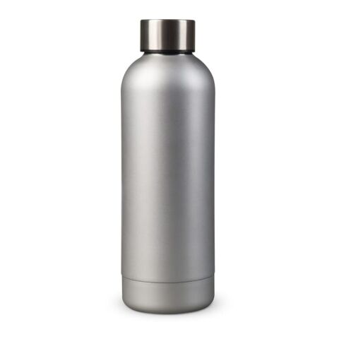 Werbeartikel Edelstahl Isolierflasche 500 ml matt vakuumisoliert 12h warm 24h kalt auslaufsicher BPA-frei – Silber – mit Logo bedruckt