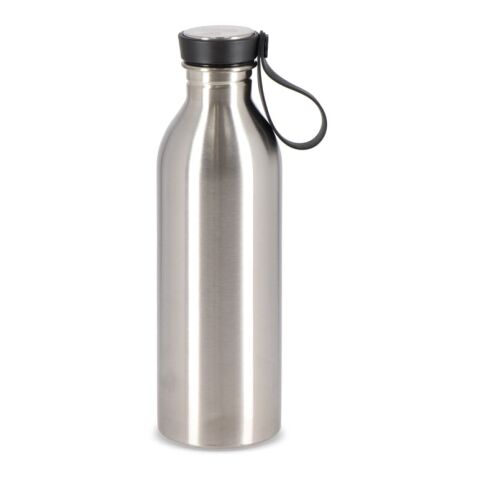 Werbeartikel Lucy 500 ml Trinkflasche aus recyceltem Edelstahl leicht & elegant mit Silikonschlaufe & Edelstahlplatte – Silber – mit Logo bedruckt