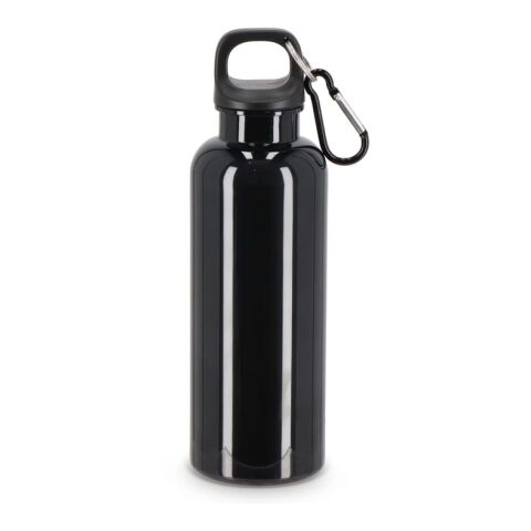 Werbeartikel Nina Wasserflasche 500ml aus recyceltem R-PET blickdicht mit Karabiner-Clip nachhaltig & kompakt – Schwarz – mit Logo bedruckt