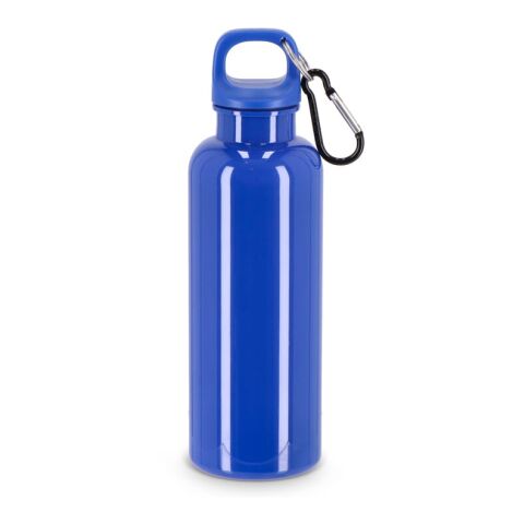 Werbeartikel Nina Wasserflasche 500ml aus recyceltem R-PET blickdicht mit Karabiner-Clip nachhaltig & kompakt – Blau Weiss – mit Logo bedruckt