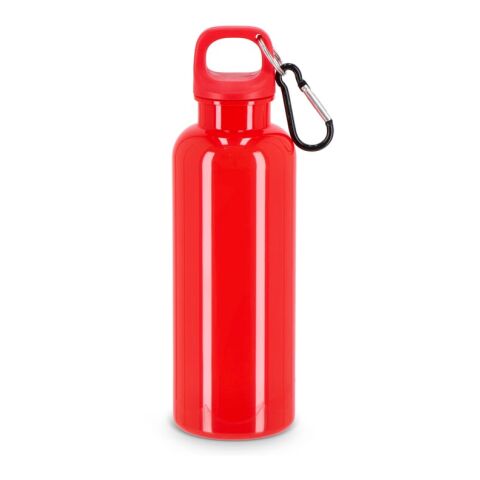 Werbeartikel Nina Wasserflasche 500ml aus recyceltem R-PET blickdicht mit Karabiner-Clip nachhaltig & kompakt – Rot Weiss – mit Logo bedruckt