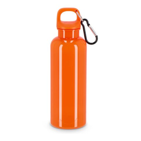 Werbeartikel Nina Wasserflasche 500ml aus recyceltem R-PET blickdicht mit Karabiner-Clip nachhaltig & kompakt – Orange – mit Logo bedruckt