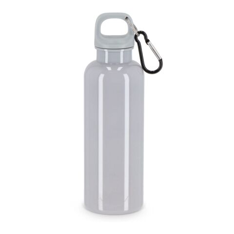 Werbeartikel Nina Wasserflasche 500ml aus recyceltem R-PET blickdicht mit Karabiner-Clip nachhaltig & kompakt – Grau – mit Logo bedruckt