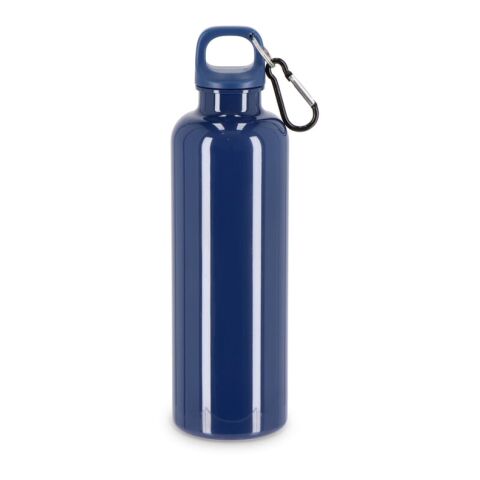 Werbeartikel Nina Wasserflasche 750ml aus recyceltem R-PET blickdicht mit Karabiner nachhaltig & robust – Dunkelblau – mit Logo bedruckt
