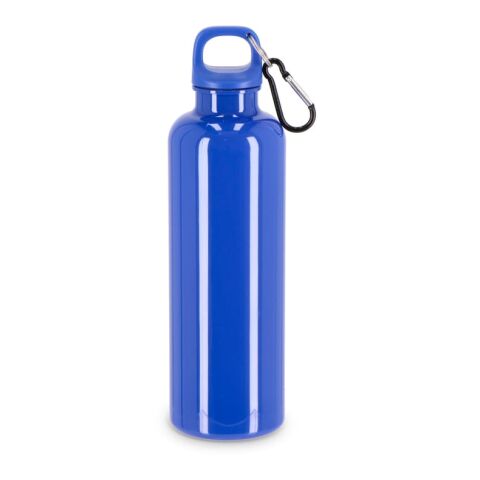 Werbeartikel Nina Wasserflasche 750ml aus recyceltem R-PET blickdicht mit Karabiner nachhaltig & robust – Blau Weiss – mit Logo bedruckt