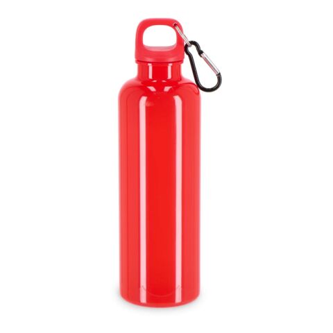 Werbeartikel Nina Wasserflasche 750ml aus recyceltem R-PET blickdicht mit Karabiner nachhaltig & robust – Rot Weiss – mit Logo bedruckt