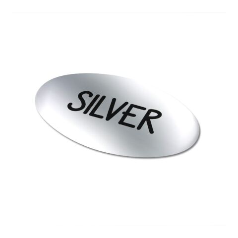 Vinyl Sticker Oval 20x10mm Silber | ohne Werbeanbringung | Nicht verfügbar | Nicht verfügbar | Nicht verfügbar